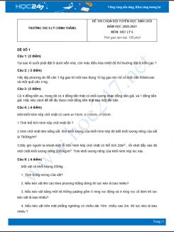 Bộ 5 đề thi chọn HSG Vật Lý 6 năm 2021 Trường THCS Lý Chính Thắng