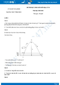 Bộ 5 đề thi HSG môn Địa lý 10 năm 2021 - Trường THPT Vĩnh Phúc có đáp án
