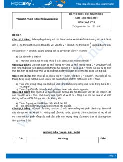 Bộ 5 đề thi chọn HSG Vật Lý 8 năm 2021 Trường THCS Nguyễn Bỉnh Khiêm có đáp án