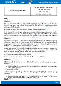 Bộ 5 đề thi chọn HSG Vật Lý 8 năm 2021 Trường THCS Cửu Long có đáp án