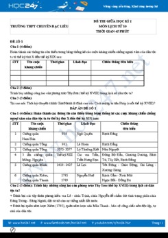 Bộ 5 đề thi giữa HK2 môn Lịch Sử 10 năm 2021 có đáp án Trường THPT Chuyên Bạc Liêu