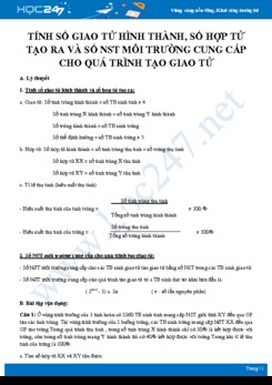 Phương pháp giải dạng Tính số giao tử, hợp tử và NST môi trường cung cấp Sinh 10