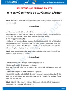 Chuyên đề Bồi dưỡng HSG Địa Lý 9 - Chủ đề Vùng trung du và Vùng núi Bắc Bộ