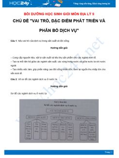 Chuyên đề Bồi dưỡng HSG Địa Lý 9 - Chủ đề Vai trò, đặc điểm phát triển và phân bố dịch vụ
