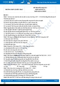 Bộ 5 đề thi giữa HK2 môn Lịch Sử 11 năm 2021 có đáp án Trường THPT Lê Hữu Trác