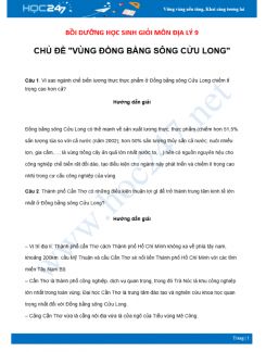 Chuyên đề Bồi dưỡng HSG Địa Lý 9 năm 2021 - Chủ đề Vùng đồng bằng Sông Cửu Long