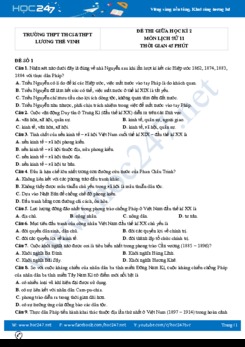 Bộ 5 đề thi giữa HK2 môn Lịch Sử 11 năm 2021 có đáp án Trường THCS&THPT Lương Thế Vinh