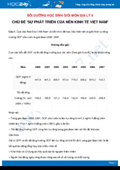 Chuyên đề Bồi dưỡng HSG Địa Lý 9 năm 2021 - Chủ đề Sự phát triển của nền kinh tế Việt Nam