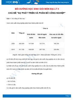 Chuyên đề Bồi dưỡng HSG Địa Lý 9 năm 2021 - Chủ đề Sự phát triển và phân bố Công nghiệp