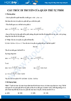 Luyện tập dạng toán Cấu trúc di truyền của quần thể tự phối Sinh học 12