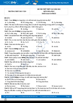 Bộ 5 đề thi thử THPT QG môn Hóa học năm 2021 có đáp án Trường THPT Duy Tân