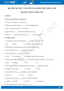 Bộ 5 đề thi thử vào lớp 10 năm 2021 môn Tiếng Anh Trường THCS Nghĩa Tân
