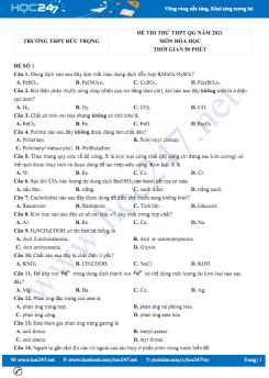 Bộ 5 đề thi thử THPT QG môn Hóa học năm 2021 có đáp án Trường THPT Đức Trọng