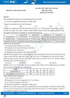 Bộ 5 đề thi thử THPT QG môn Hóa học năm 2021 có đáp án Trường THPT Đơn Dương