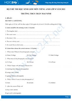 Bộ 5 đề thi học sinh giỏi môn Tiếng Anh lớp 6 năm 2021 Trường THCS Trần Mai Ninh
