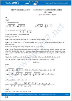 Bộ 4 đề thi thử vào lớp 10 THPT môn Toán trường THCS Hoàng An