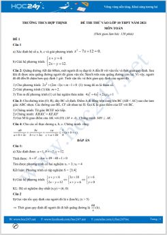 Bộ 4 đề thi thử vào lớp 10 THPT môn Toán trường THCS Hợp Thịnh