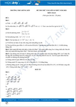 Bộ 4 đề thi thử vào lớp 10 THPT môn Toán trường THCS Hùng Sơn