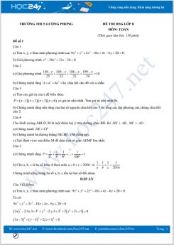 Bộ 5 đề thi chọn HSG môn Toán lớp 8 Trường THCS Lương Phong