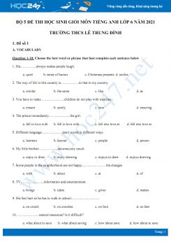 Bộ 5 đề thi học sinh giỏi môn Tiếng Anh lớp 6 năm 2021 Trường THCS Lê Trung Đình