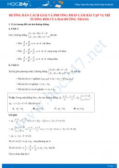 Hướng dẫn cách giải và phương pháp làm bài tập vị trí tương đối của hai đường thẳng Toán 10