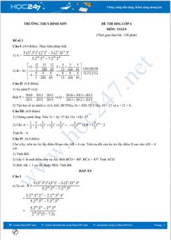 Bộ 5 đề thi chọn HSG môn Toán lớp 6 Trường THCS Bình Sơn
