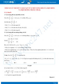 Tóm tắt lý thuyết và bài tập về vị trí tương đối của một điểm và một đường thẳng với (E)