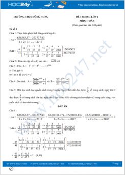 Bộ 5 đề thi chọn HSG môn Toán lớp 6 trường THCS Đông Hưng