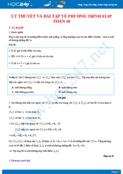 Lý thuyết và bài tập về Phương trình elip Toán 10