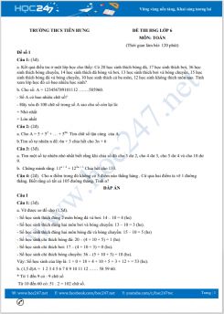 Bộ 5 đề thi chọn HSG môn Toán lớp 6 Trường THCS Tiên Hưng