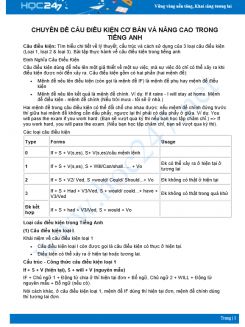 Chuyên đề câu điều kiện cơ bản và nâng cao Tiếng Anh