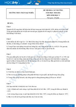 Bộ 5 Đề thi HSG môn Sinh Học 9 năm 2021 Trường THCS Trần Đại Nghĩa