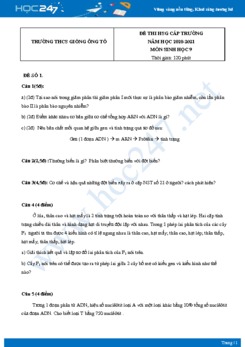 Bộ 5 Đề thi HSG môn Sinh Học 9 năm 2021 Trường THCS Giồng Ông Tố