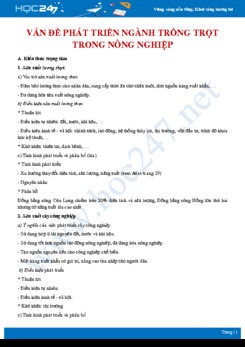 Tổng ôn Các vấn đề phát triển ngành trồng trọt trong nông nghiệp Địa lí 12