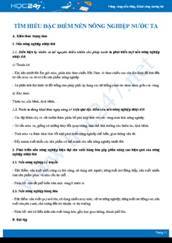 Kiến thức trọng tâm Các đặc điểm của nền nông nghiệp ở nước ta Địa lí 12