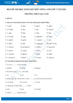Bộ 5 đề thi học sinh giỏi môn Tiếng Anh lớp 7 năm 2021 Trường THCS Gia Cẩm