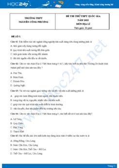 Bộ 5 Đề thi thử THPT QG môn Địa Lí năm 2021 Trường THPT Nguyễn Công Phương