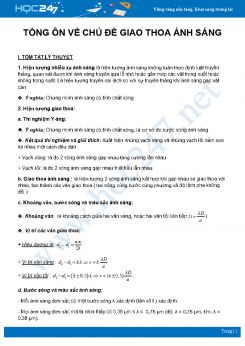 Tổng ôn về chủ đề Giao thoa ánh sáng môn Vật Lý 12 năm 2021