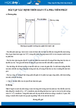 Phương pháp gải Dạng xác định thời gian của pha tiềm phát ở vi sinh vật Sinh học 10