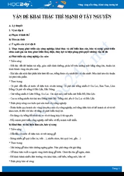 Tổng ôn các kiến thức Vấn đề ở khu vực Tây Nguyên Địa lí 12