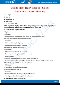 Kiến thức trọng tâm Các vấn đề phát triển ở khu vực duyên hải Nam Trung Bộ Địa lí 12