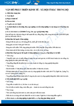 Lý thuyết và bài tập củng cố các Vấn đề phát triển ở khu vực Bắc Trung Bộ Địa lí 12