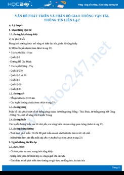 Tổng ôn Các vấn đề về ngành giao thông vận tải, thông tin liên lạc Địa lí 12