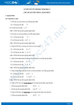 Lí thuyết ôn thi HSG chủ đề Nguyên phân, Giảm phân Sinh học 9 năm 2021