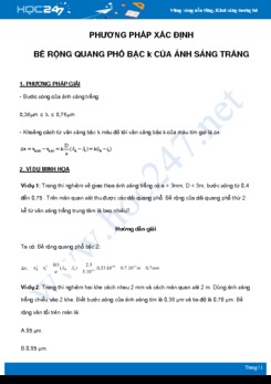 Phương pháp xác định Bề rộng quang phổ bậc k của ánh sáng trắng môn Vật Lý 12