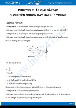 Phương pháp giải bài tập Di chuyển nguồn hay hai khe Young môn Vật Lý 12
