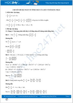 Bồi dưỡng HSG Chuyên đề Bài toán về tính chất của dãy tỉ số bằng nhau Toán 7