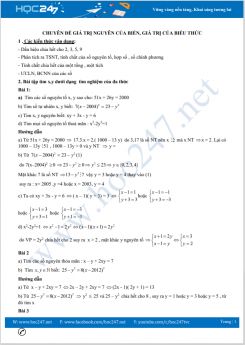 Bồi dưỡng HSG Chuyên Giá trị của biến, giá trị của biểu thức Toán 7