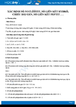 Phương pháp Xác định các đại lượng trên ADN và ARN Sinh học 10