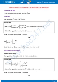 Tìm nguyên hàm bằng phương pháp nguyên hàm từng phần